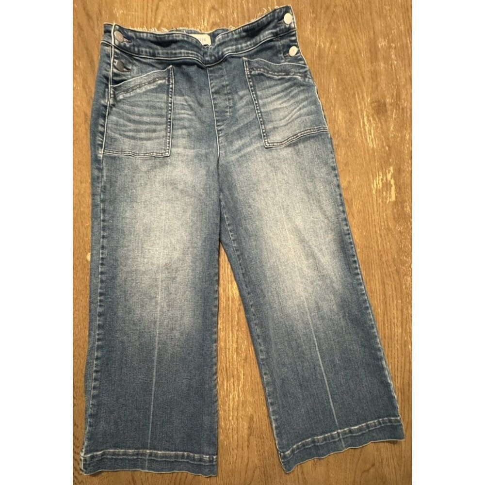 Evereve Women Sz 30 Overall Jean Pant Wide Leg Baggy Stretch Pull On Y2k 90s